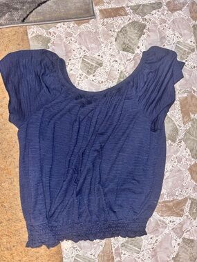 Navy Blue Ribbed Knit top